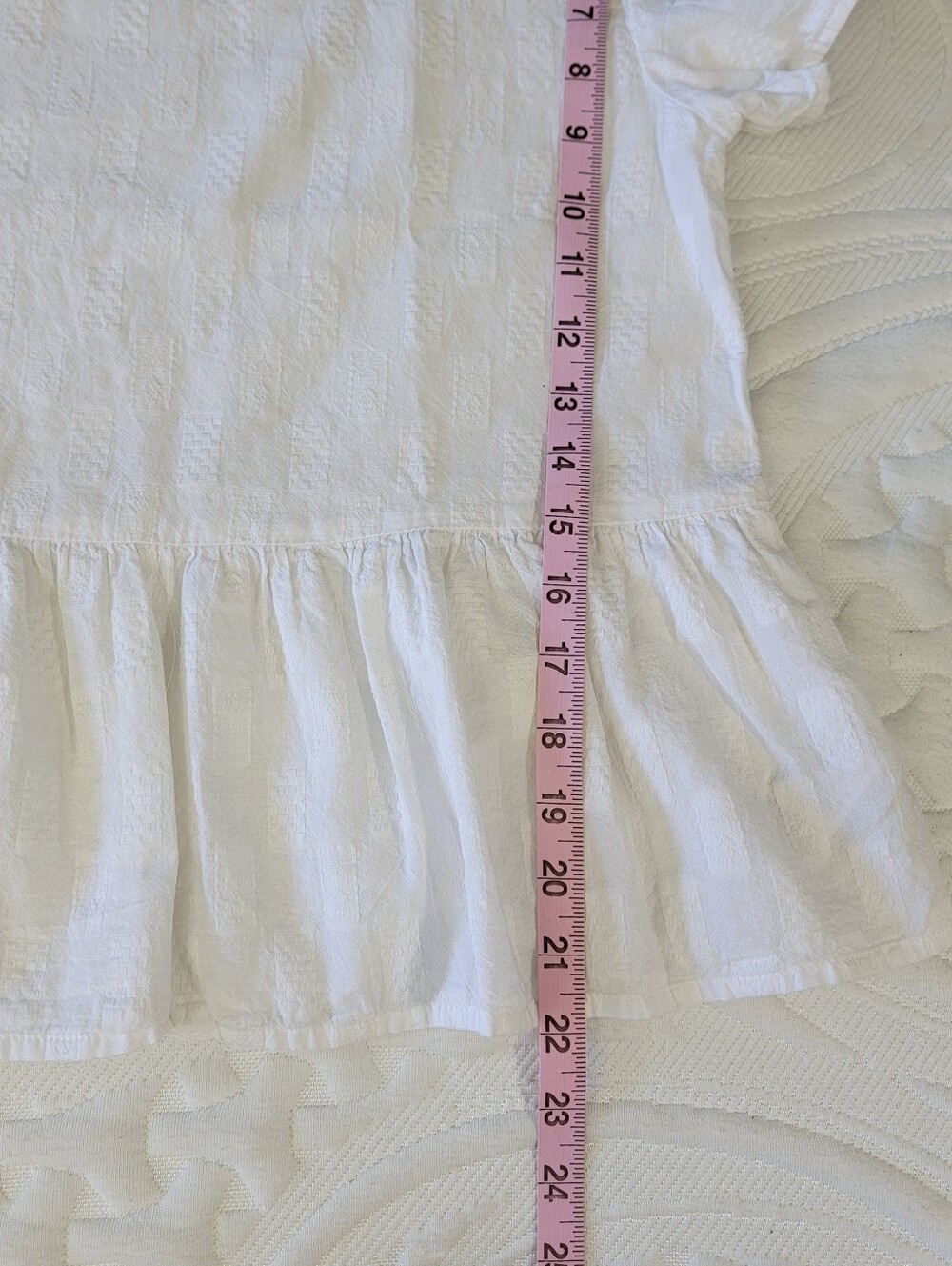Madewell Medford Jacquard Peplum Blouse White Flutter Sleeves Textured Size M - Picture 10 of 10